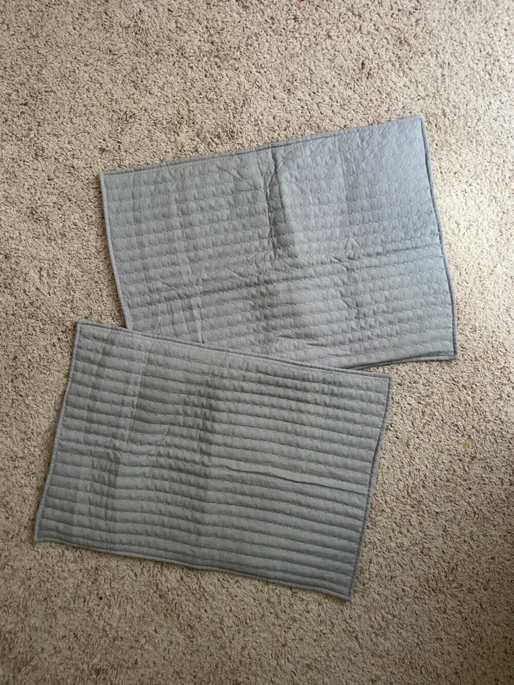 2x Grey Standard Quilted Pillow Shams